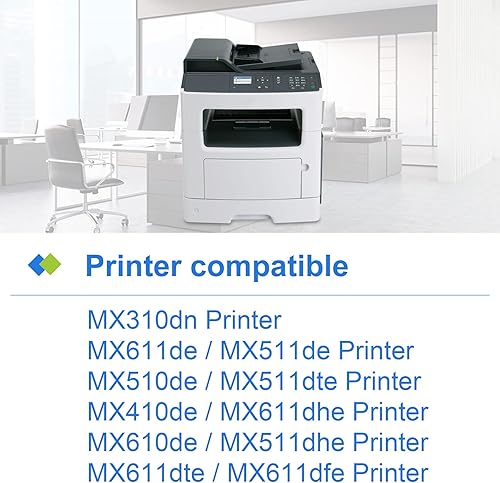 Miniatura 2 de Paquete de 1 cartucho de tóner 601H 601H 60F1H00 de alto rendimiento del programa de retorno negro MX310 compatible para Lexmark MX310dn MX611de