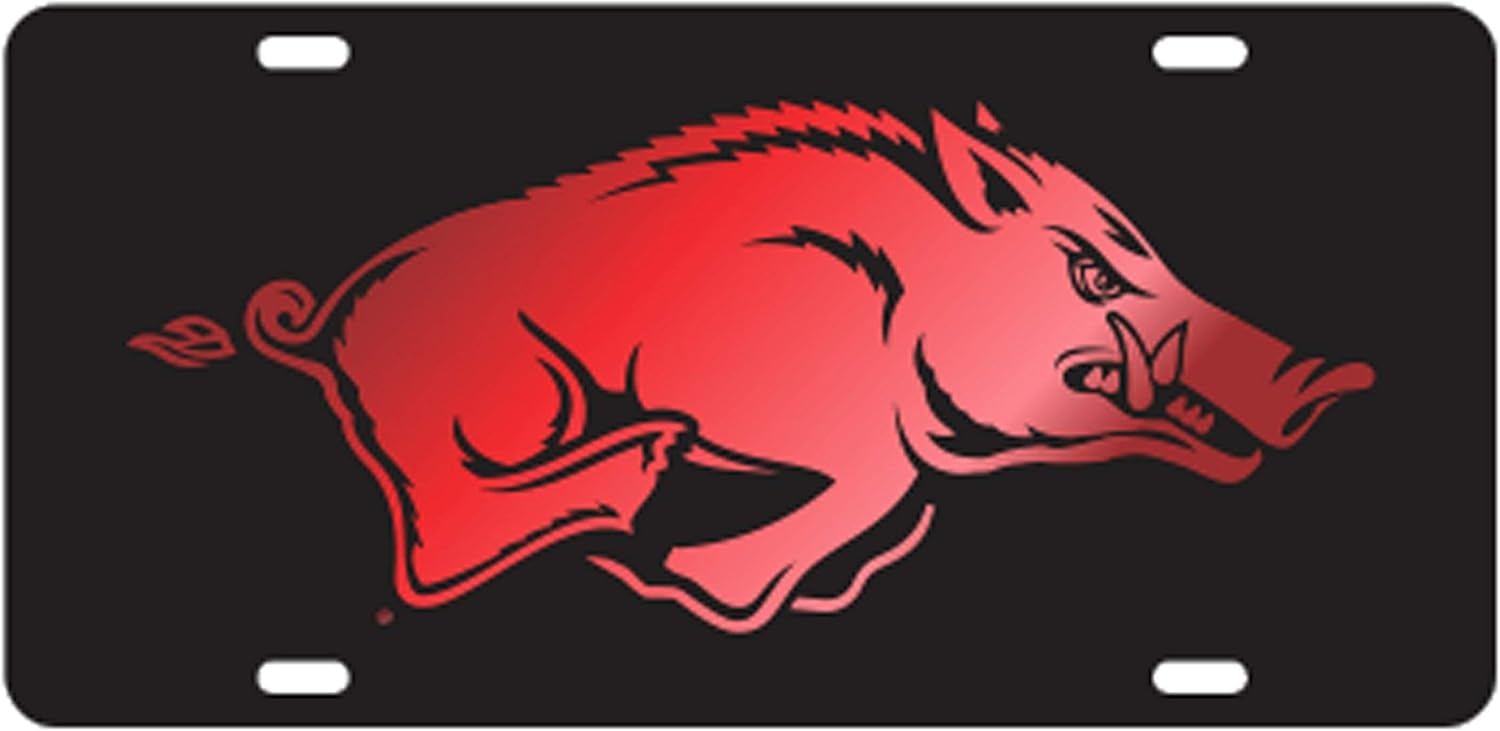 Arkansas Razorbacks Black-Red Mirrored License Plate Tag