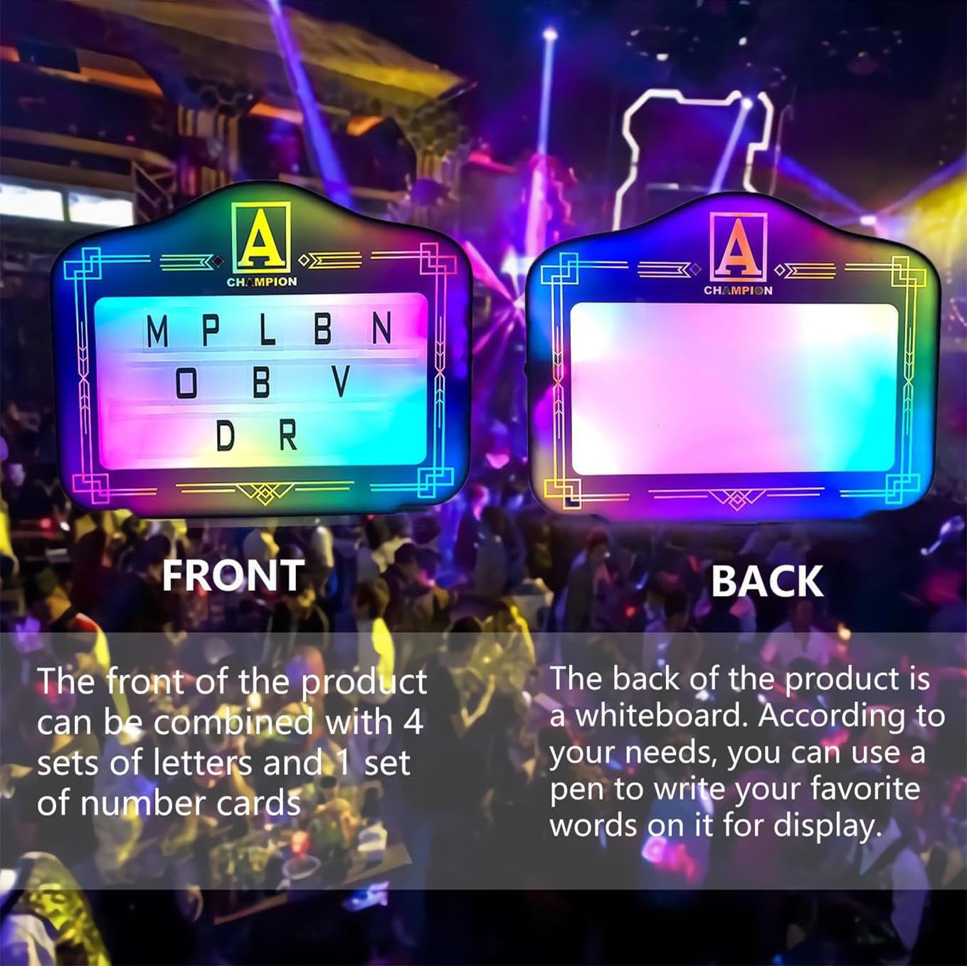Letrero LED VIP For Botellas Con Cambio De Color Tablero De Letras Personalizable Con Letras Intercambiables For Fiestas En Discotecas Bares Y Clubes