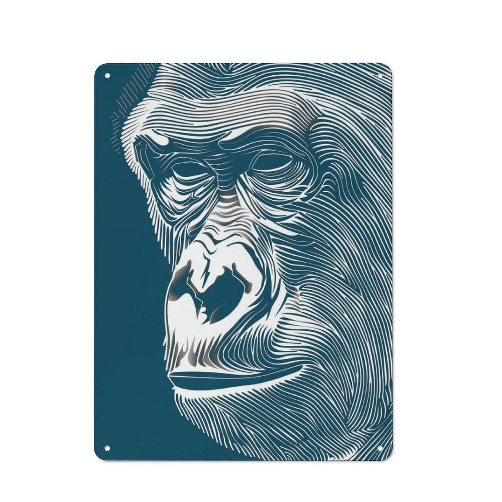 Junmoney Style-19 Tin Wall Plaque 40X30cm With Gorilla For Living Room Or Hallway, For Vintage Wall Decor Fans, For Themed Room Decoration