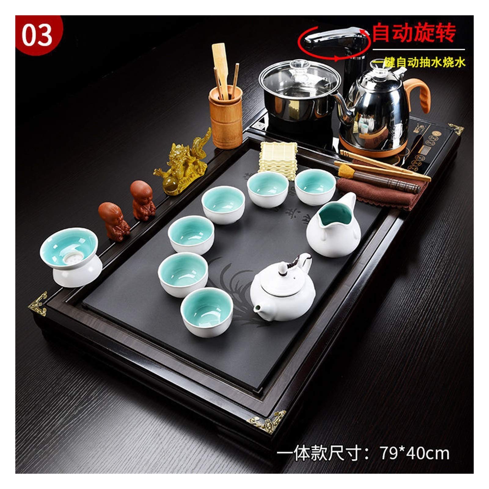 Zestaw do herbaty Kungfu Zestaw herbaty Stylu Drewna Taca Herbata Pełny Zestaw Automatyczne Wody Indukcyjne Pulpit Herba Ceremonia Teapot Pudełko Prezent Zestawy upominkowe do herbaty (Color : B1)