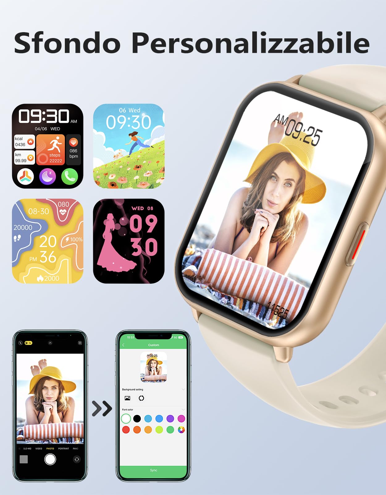 RUIMEN Smartwatch Uomo Donna Chiamate e Whatsapp Smart Watch Fitness Sportivo Impermeabile Orologio Smart Contapassi Cardiofrequenzimetro da polso Saturimetro per Android iOS Galassia