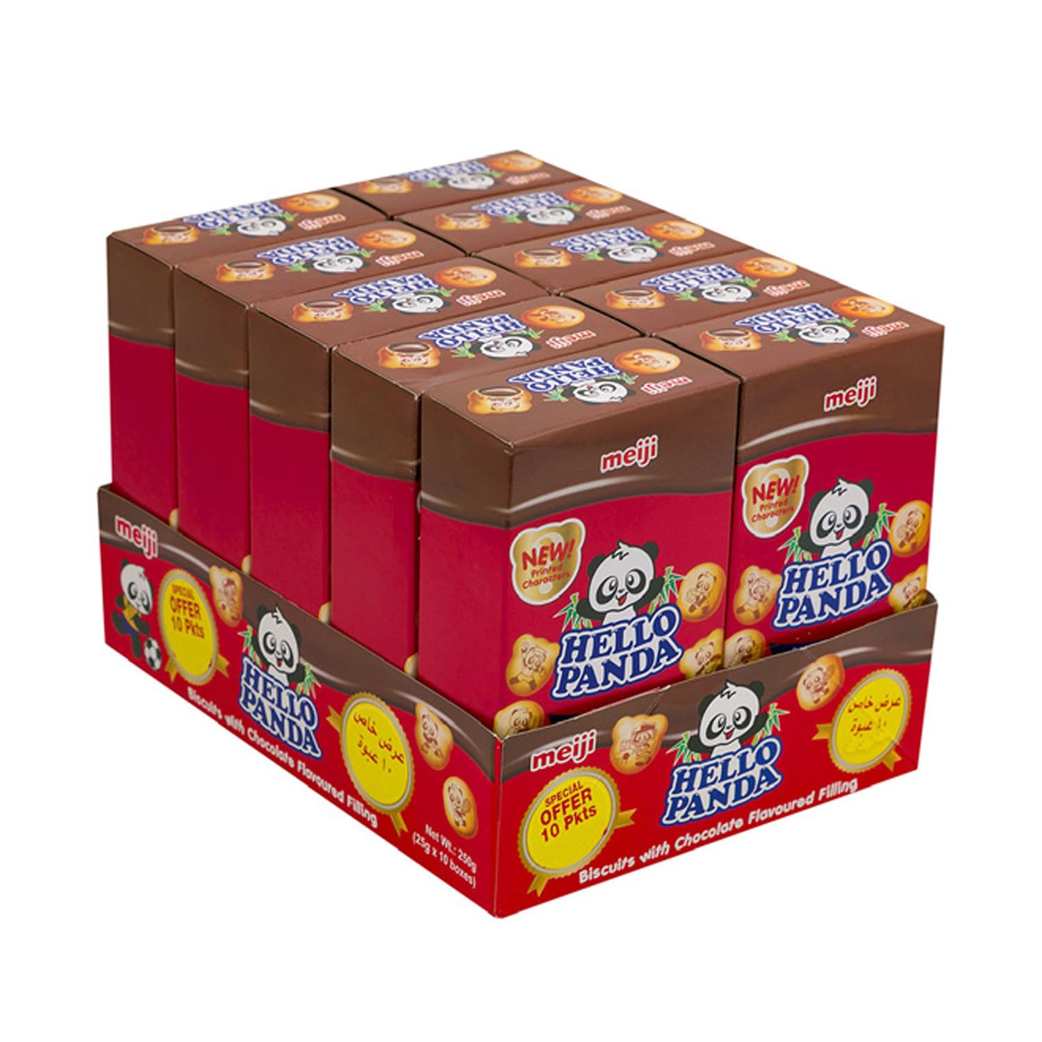 Meiji Hello Panda Chocolate Biscuits, 22 g, Pack of 10