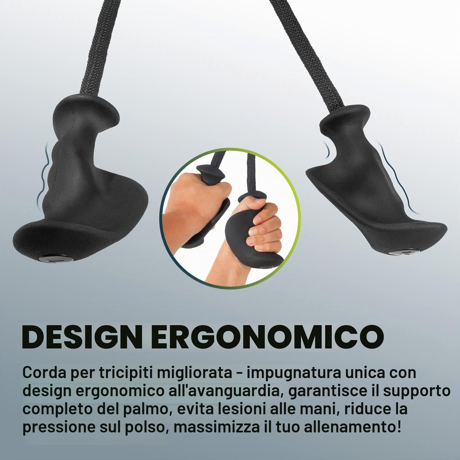 DASKING Corda Tricipiti per Cavi, Attrezzo Palestra Morbido per Lat Machine e Curl Bicipiti - Impugnatura Ergonomica Antiscivolo per Allenamento Sicuro - Accessorio Fitness per Home Gym e Bodybuilding