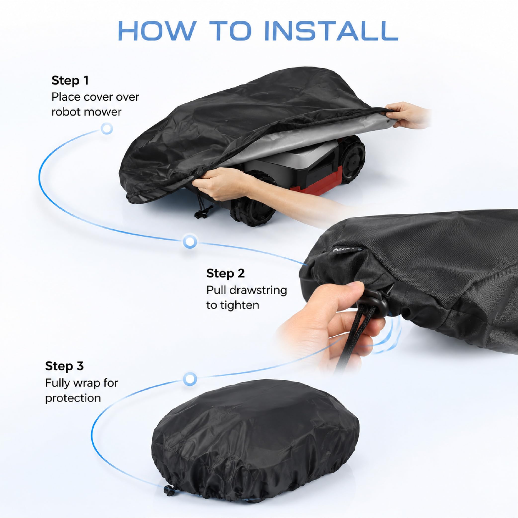Cubierta para Robot Cortacésped para Kress Mission 2000 KR123E, 600D Funda Oxford Impermeable con Cordón Ajustable y Protección UV