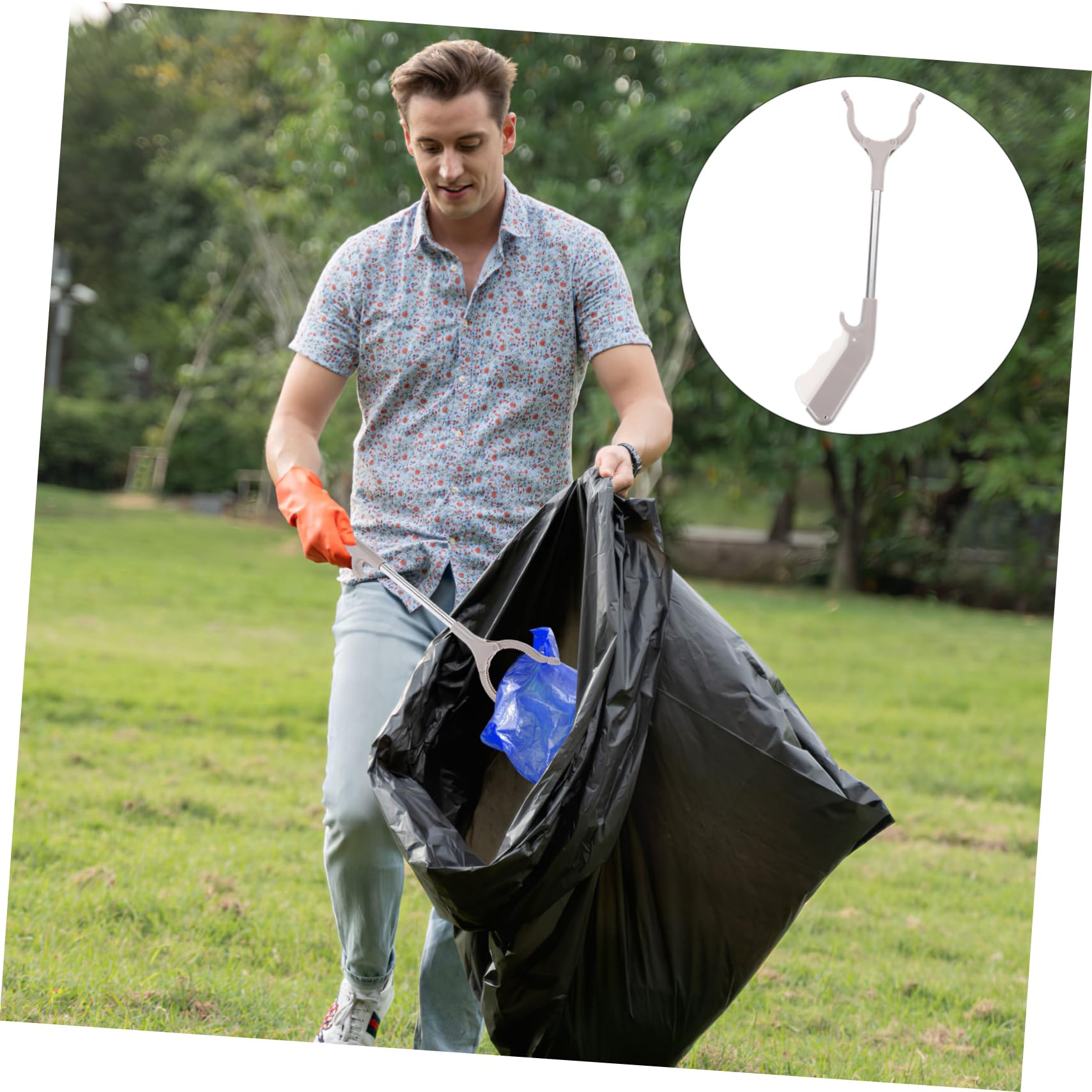 FOMIYES 2pcs Stainless Steel Trash Grabber Tool Long Reach Garbage Picker for Indoor