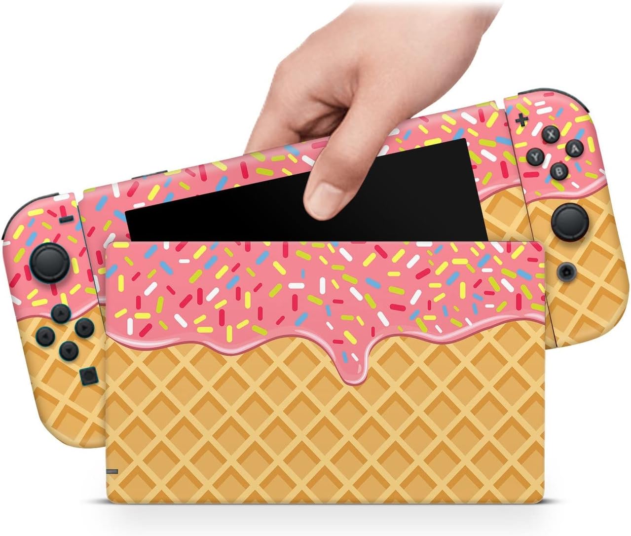 ZOOMHITSKINS Compatible with Nintendo Switch Skin Cover Waffle Donut Sweet Candy Cute Food 3M Vinyl Decal Sticker Wrap, Made in the USA : Video Games