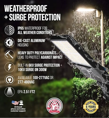 Miniatura 6 de Luz LED Revati Series Shoebox de 300 vatios  Potencia seleccionable 300240200W  42.000 lúmenes  Color seleccionable 3K4K5K  Montaje en brazomontaje