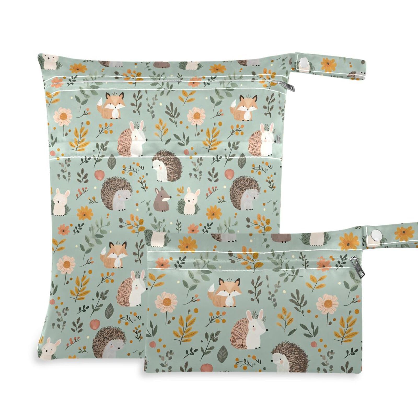 Coikll Wet Dry Bags for Cloth Diaper 2 Pack Waterproof Yoga Gym Bag for Swimsuit Wet Clothes Baby Items-?Cute Animals?