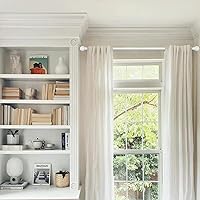 Vista 4 de Paquete de cortineros plateados para ventanas de 32 a 48, juego de cortineros decorativos de 5/8 de pulgada, cortinero de metal resistente con Blanco