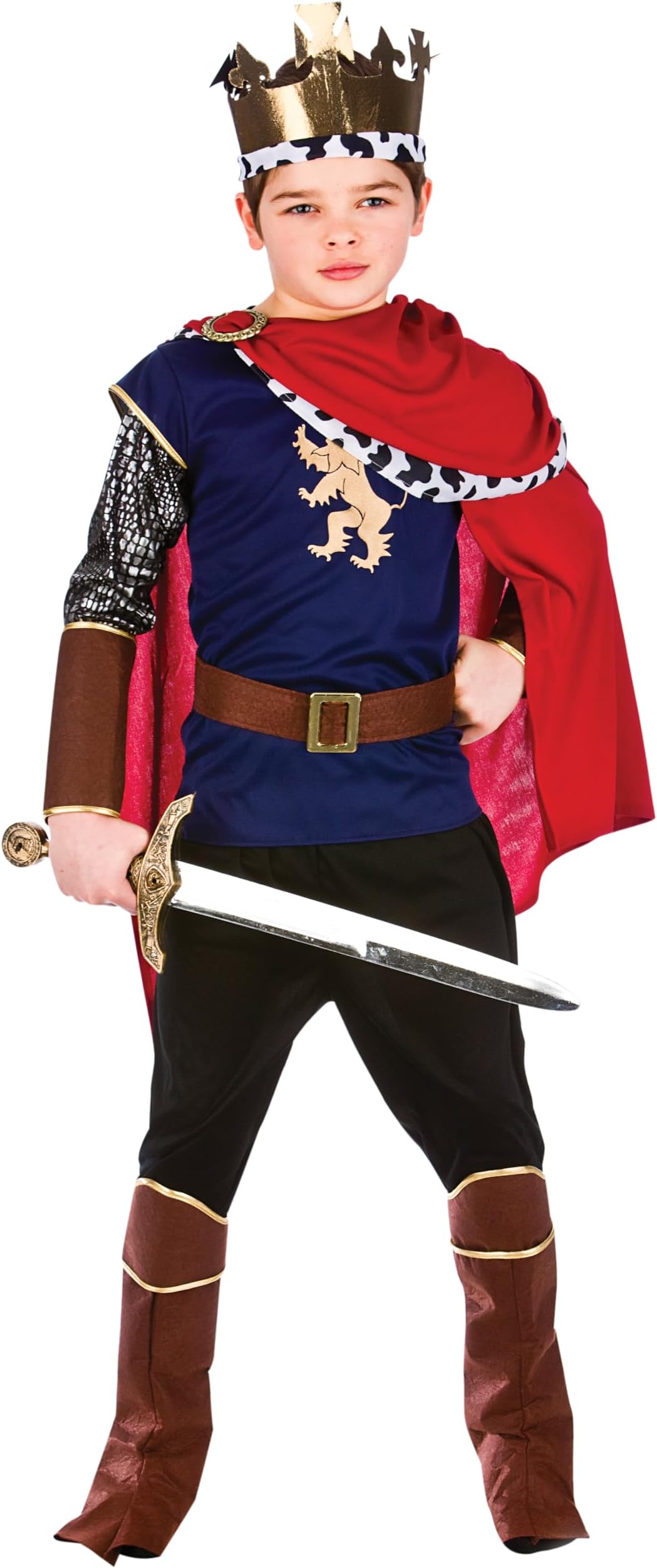 Wicked Costumes Boys Deluxe Medieval King Costume Kids Fancy Dress Outfit Royal King Prince Knight World Book Day Halloween