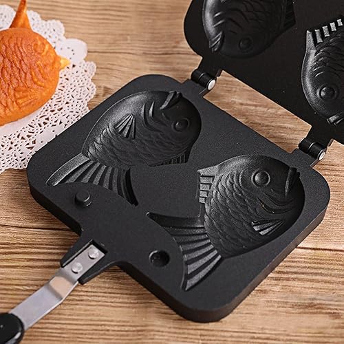Miniatura 3 de Taiyaki - Molde para pasteles en forma de pescado para hacer tartas de gofre para hacer panqueques de Taiyaki doble sartén para hacer panqueques