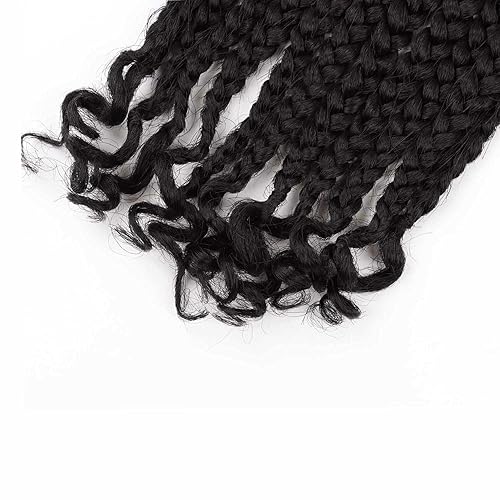 Miniatura 7 de 7 paquetes de trenzas de ganchillo con extremos rizados de 10 pulgadas, trenzas de ganchillo para mujeres negras (12 pulgadas, 2#)