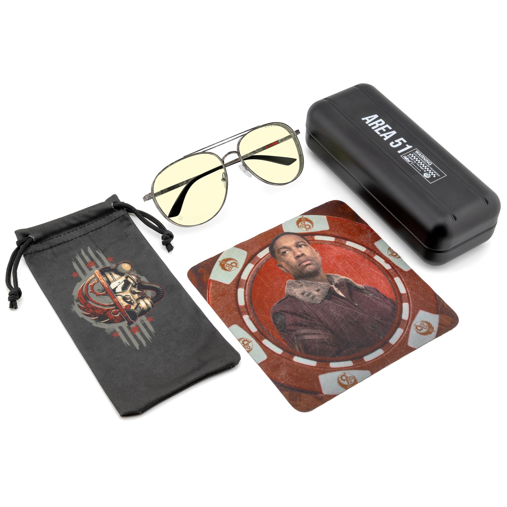 Gunnar x Fallout Brille - Brotherhood of Steel - Amber/Sun Shift | Computer-/Gaming-Brille - Fallout Brotherhood of Steel - Gunmetal - Amber/Sun Shift - 65–90 % Blaulicht