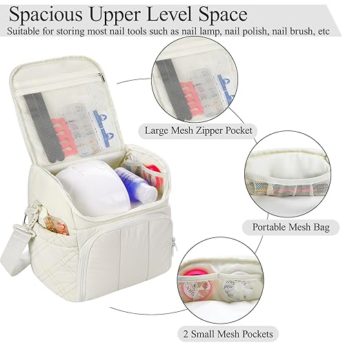 Miniatura 2 de Organizador de esmalte de uñas con 2 fundas desmontables con capacidad para 60 botellas y lámpara de uñas, organizadores de uñas portátiles