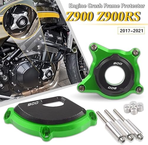 Miniatura 5 de for Kawasaki Z900 Z900RS 2017 2022 with Logo Motorcycle CNC Engine Protective Cover Fairing Guard Sliders Crash Pad Regulator (Color  Z900 Green)