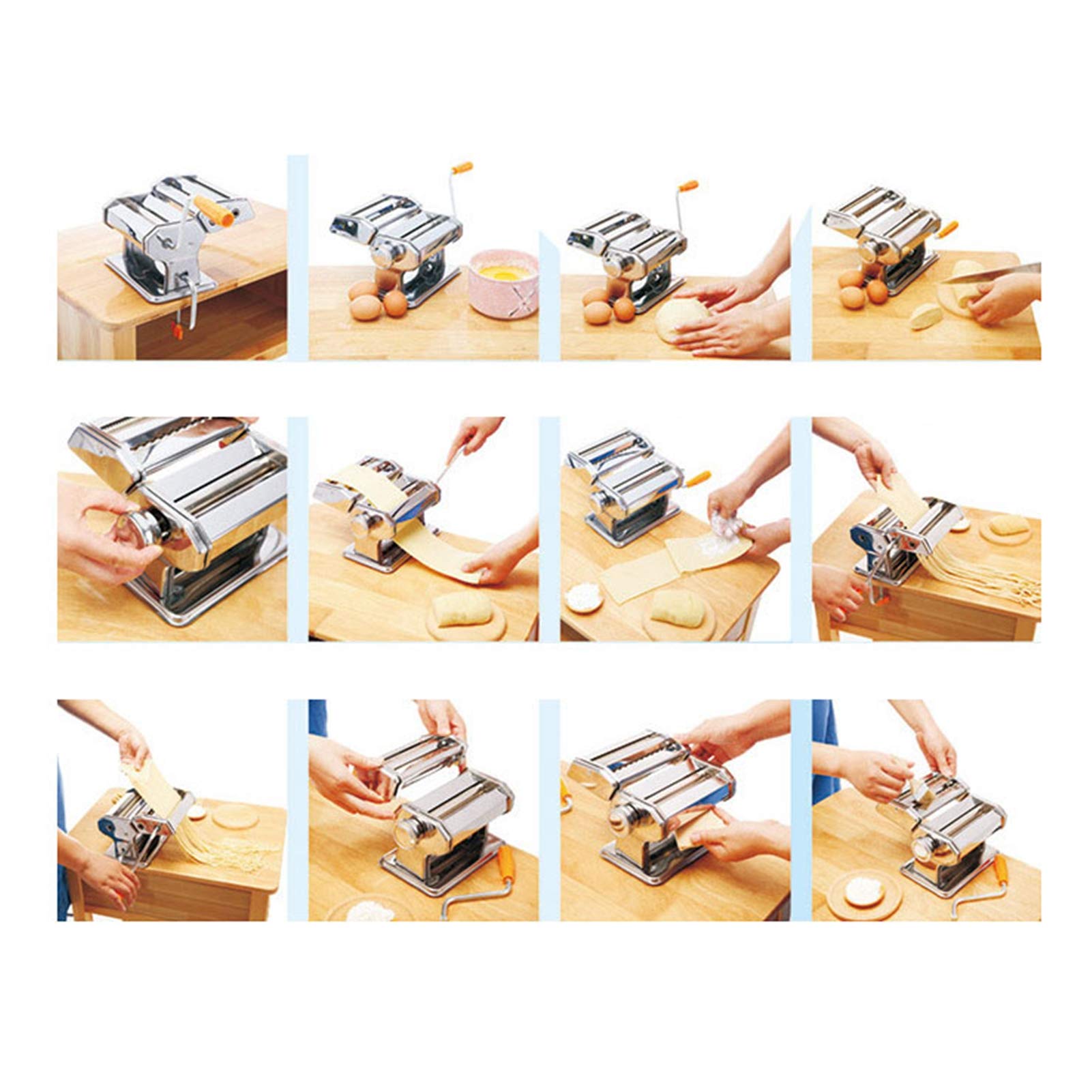 Nudelmaschine für frische Pasta, Lasagne, Spaghetti und Tagliatelle, 6 einstellbare Stärkeeinstellungen