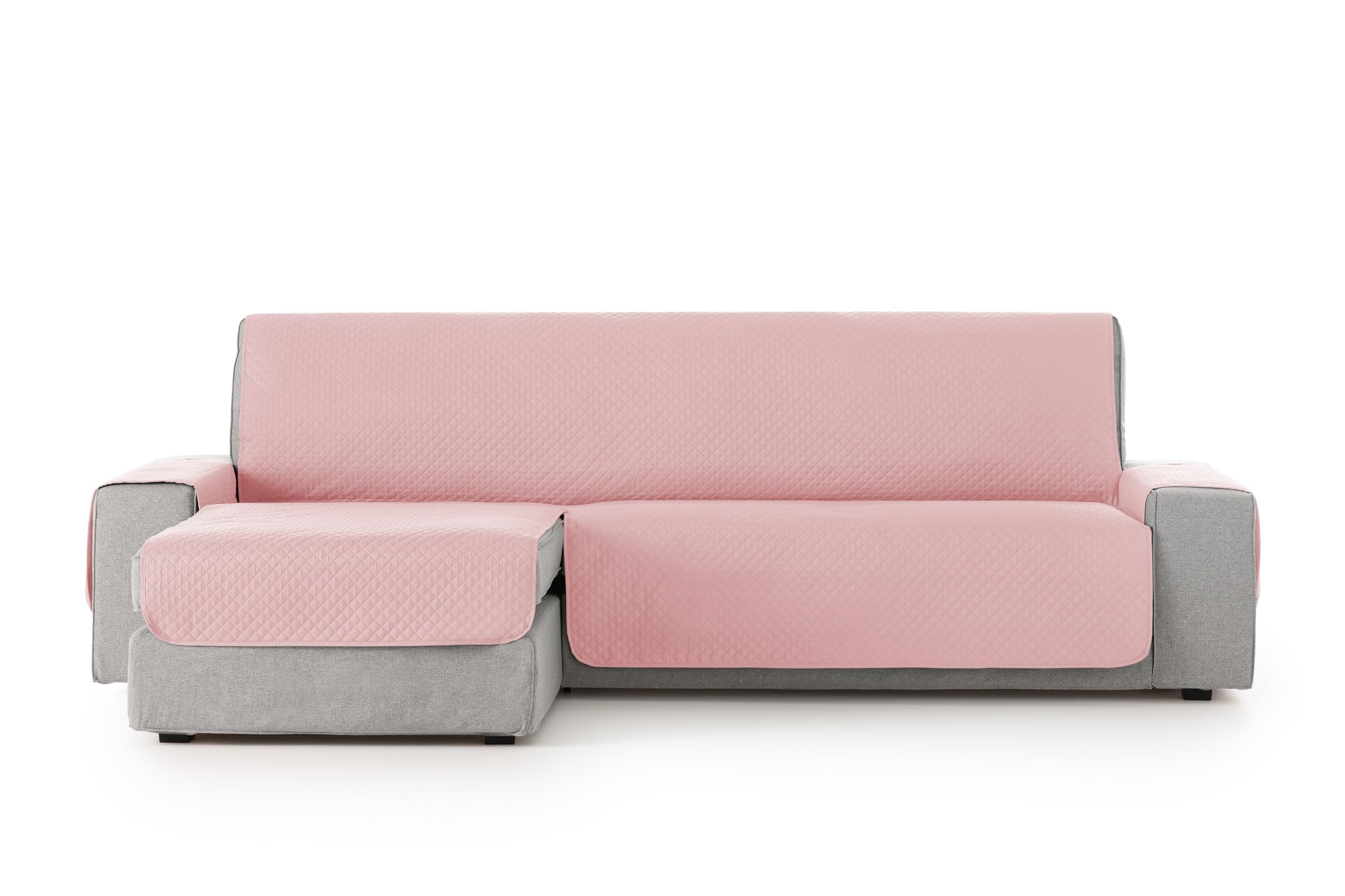 Textilhome Copridivano 3 Posti con Penisola Sinistra Adele – Trapuntato Reversibile Universale Rosa | Copri divano Angolare 240 cm, Salvadivano Antigraffio per Gatti, Antimacchia