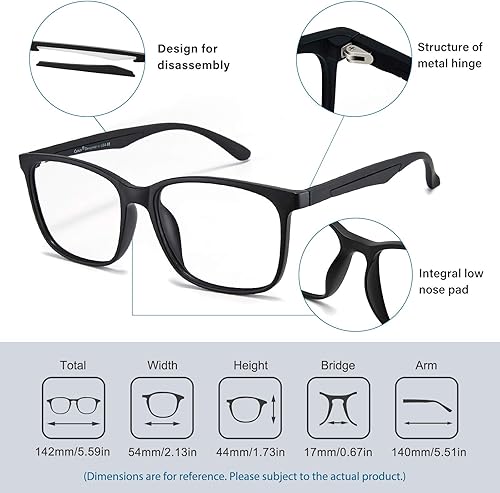 Miniatura 7 de Cyxus Blue Light TR90 - Lentes ligeros y filtro UV transparente para computadora para mujeres y hombres, paquete de 2