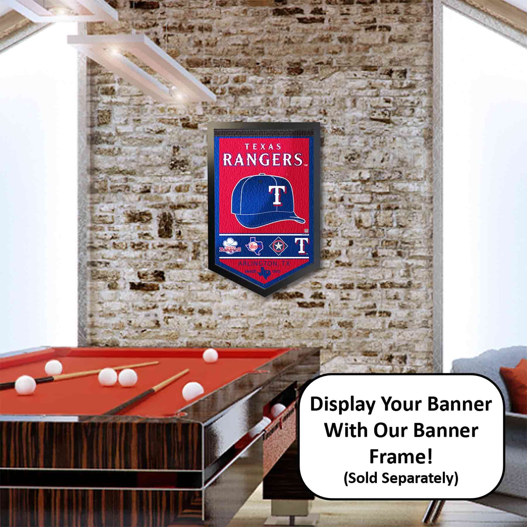 Stendardo Storico Texas Rangers - 38x61 Cm - Feltro Poliestere Morbido - Bandiera Sportiva Per Parete