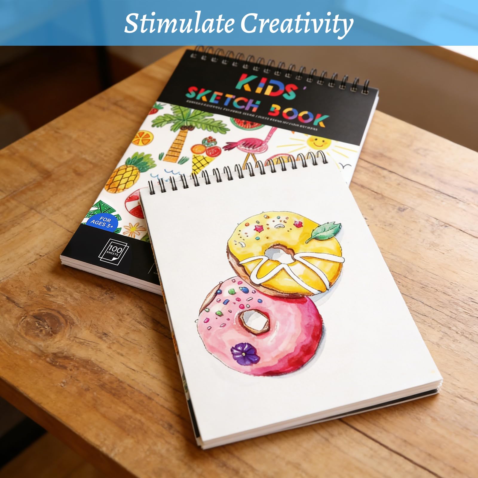 Cuaderno de Dibujo A4 100 Hojas, Bloc de Bocetos con Espiral y Tapa Dura, Papel de Dibujo 110 g/m² a Doble Cara, 200 Páginas, Sketchbook para Estudiantes y Artistas, Drawing Book