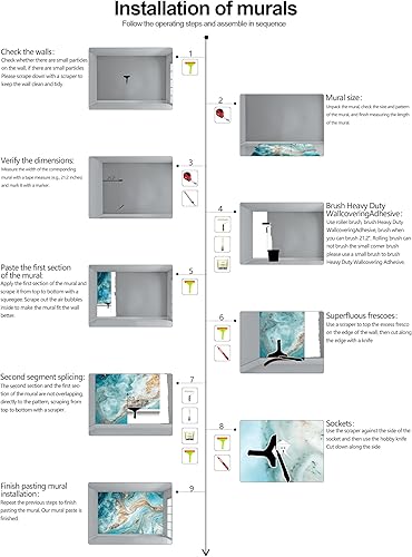 Miniatura 7 de WFBHUA - Papel pintado de mármol verde y dorado, murales de pared de arte abstracto para sala de estar y dormitorio (no despegar ni pegar)
