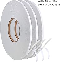 Vista 3 de Zonon 3 rollos de cinta de espuma de doble cara PE, cinta adhesiva de montaje de esponja de doble cara (1/4 pulgada por 50 pies, blanca)
