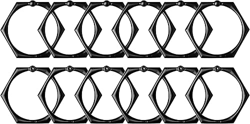 Miniatura 4 de Utopia Alley HK9BK - Juego de 12 anillos para cortina de ducha para baño, color negro