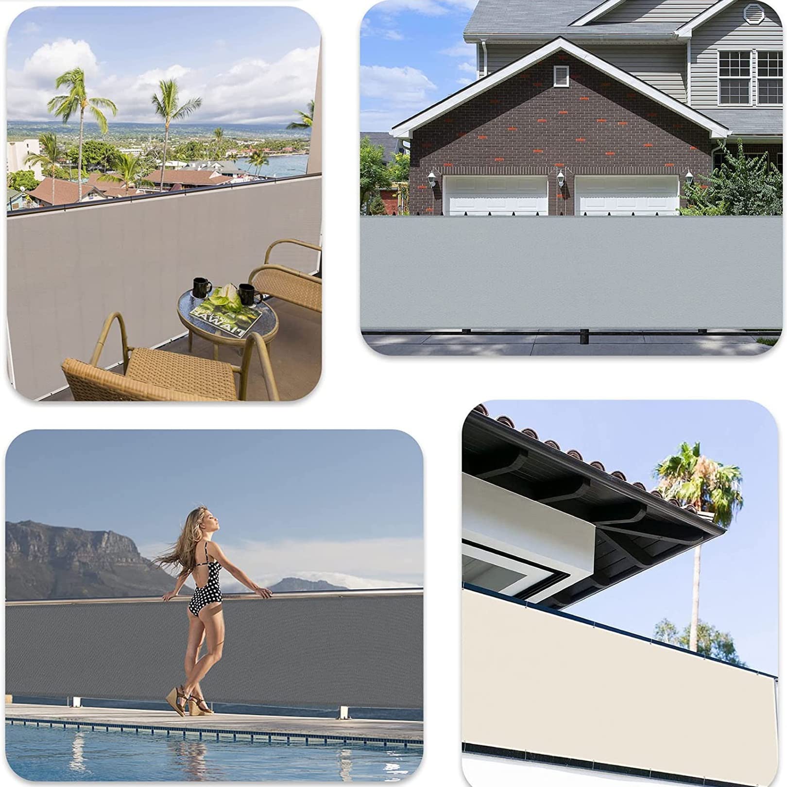 LYGBAOFUL Vela Parasole Impermeabile 1,5x5 m con Corda di Fissaggio Ideale per Patio, Cortile, Prato e Piscina, Tessuto Traspirante, Grigio Chiaro