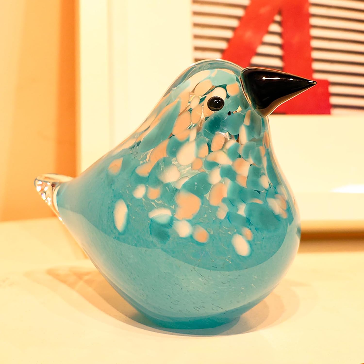 Glass Bird Decor Crystal Bird Sculpture Nature-Themed Home Accents Figurines Ornament Modern Art Living Room Shelves Tabletops