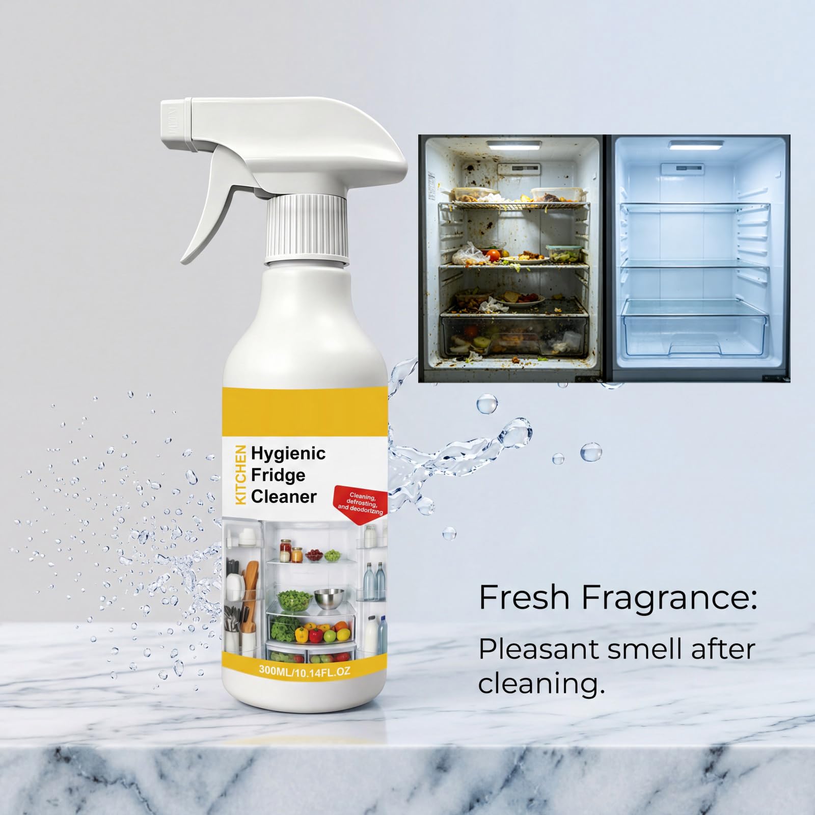 Detergente spray da cucina e sgrassatore, detergente per frigorifero per mantenere pulito gli alimenti, smacchiatore multiuso pulisce, lucida e protegge gli elettrodomestici da cucina (3 pezzi)