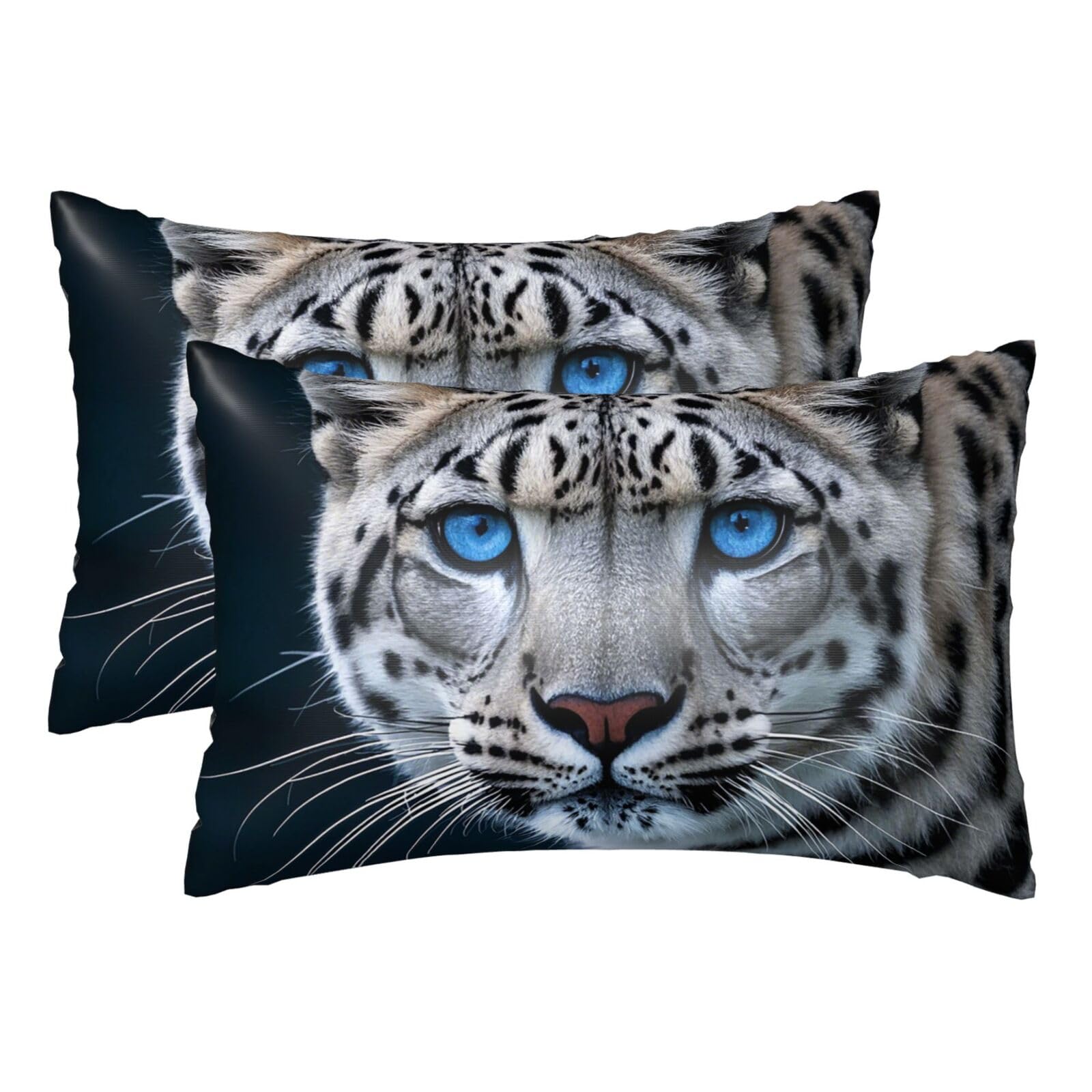 Silk Pillowcases Set of 2 Pillow Shams Breathable Soft Pillow Covers with Envelope Closure Blue eyed snow leopard Pillowcases 20x30 Inches Washed Pillow Cases for Hair and Skin