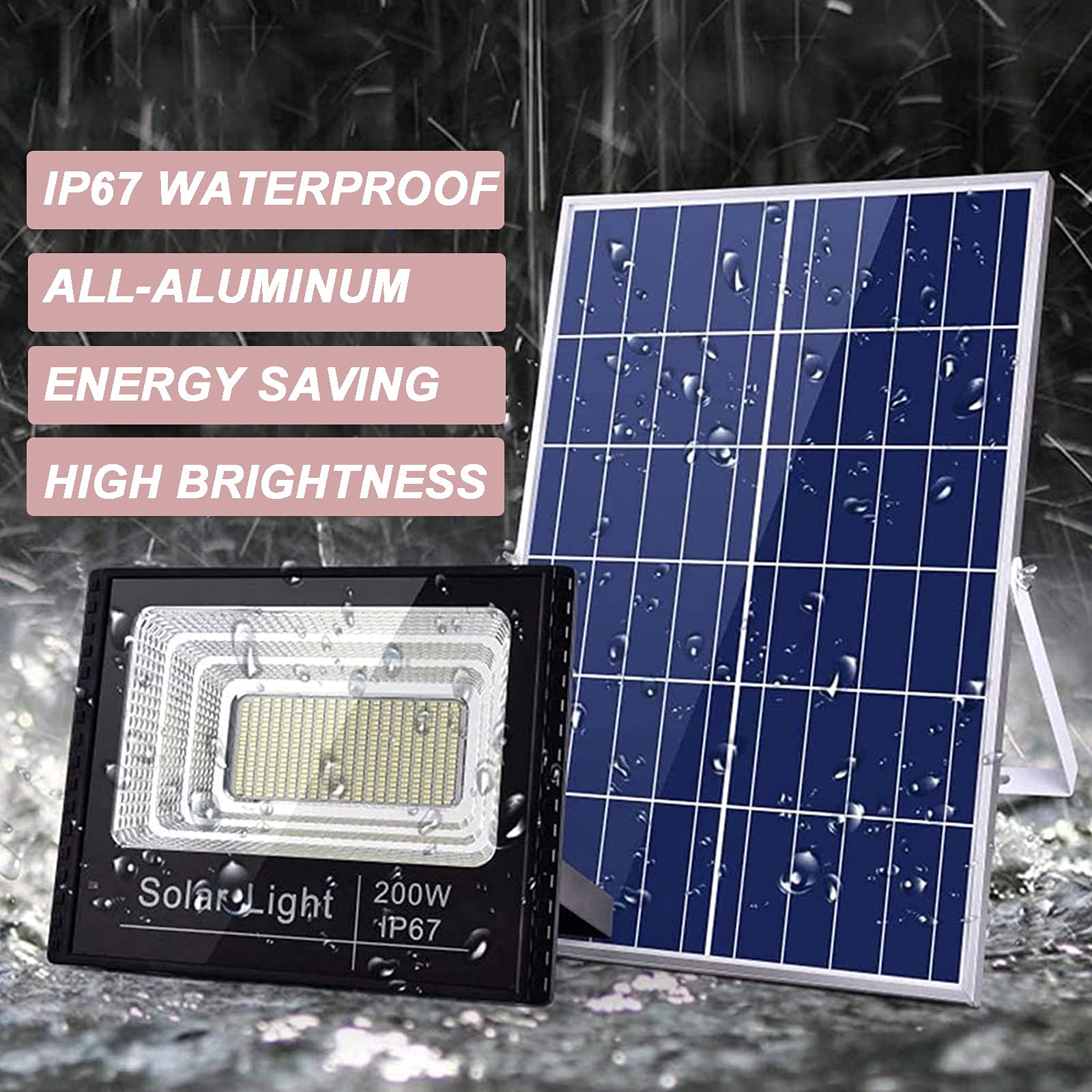 Faro LED 60W con Pannello Solare Luce Esterno Alta Luminosita 600lm + – EAFC