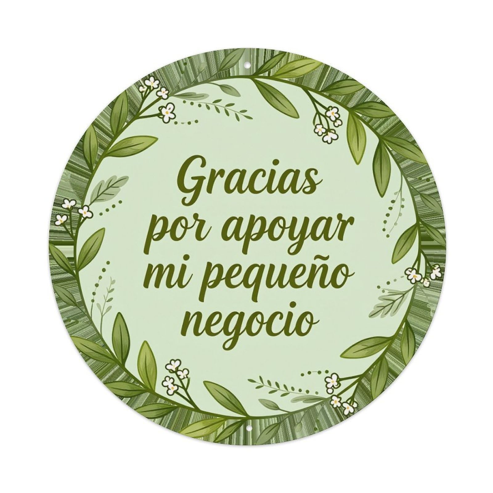 Floral Wreath Green Leaves Text Round Tin Sign Retro Metal Sign for Cafe Bar Pub Home Game Room Gym Club Wall Decoration Vintage Metal Poster 8x8 Inch