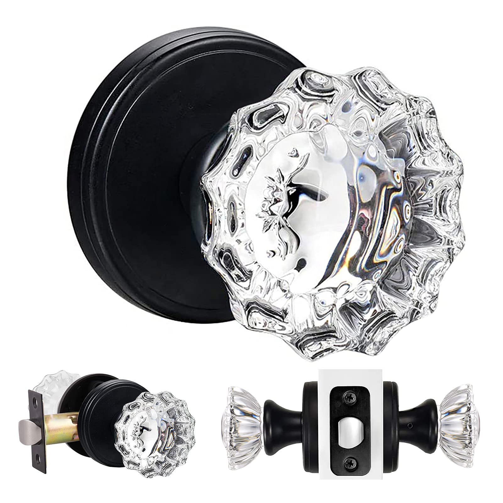 Glass Door Knobs Interior Vintage Privacy Door Knob with Lock — Amazon image 16