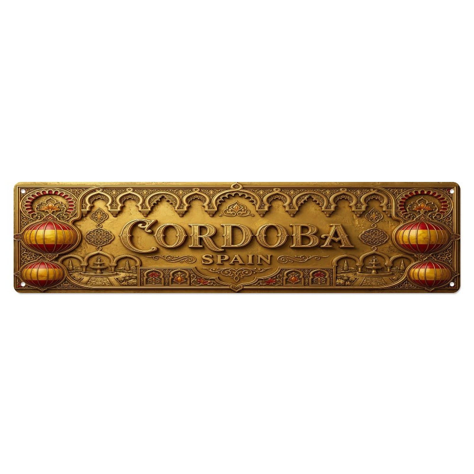 Vintage Cordoba Spain Flag Pattern Metal Tin Sign