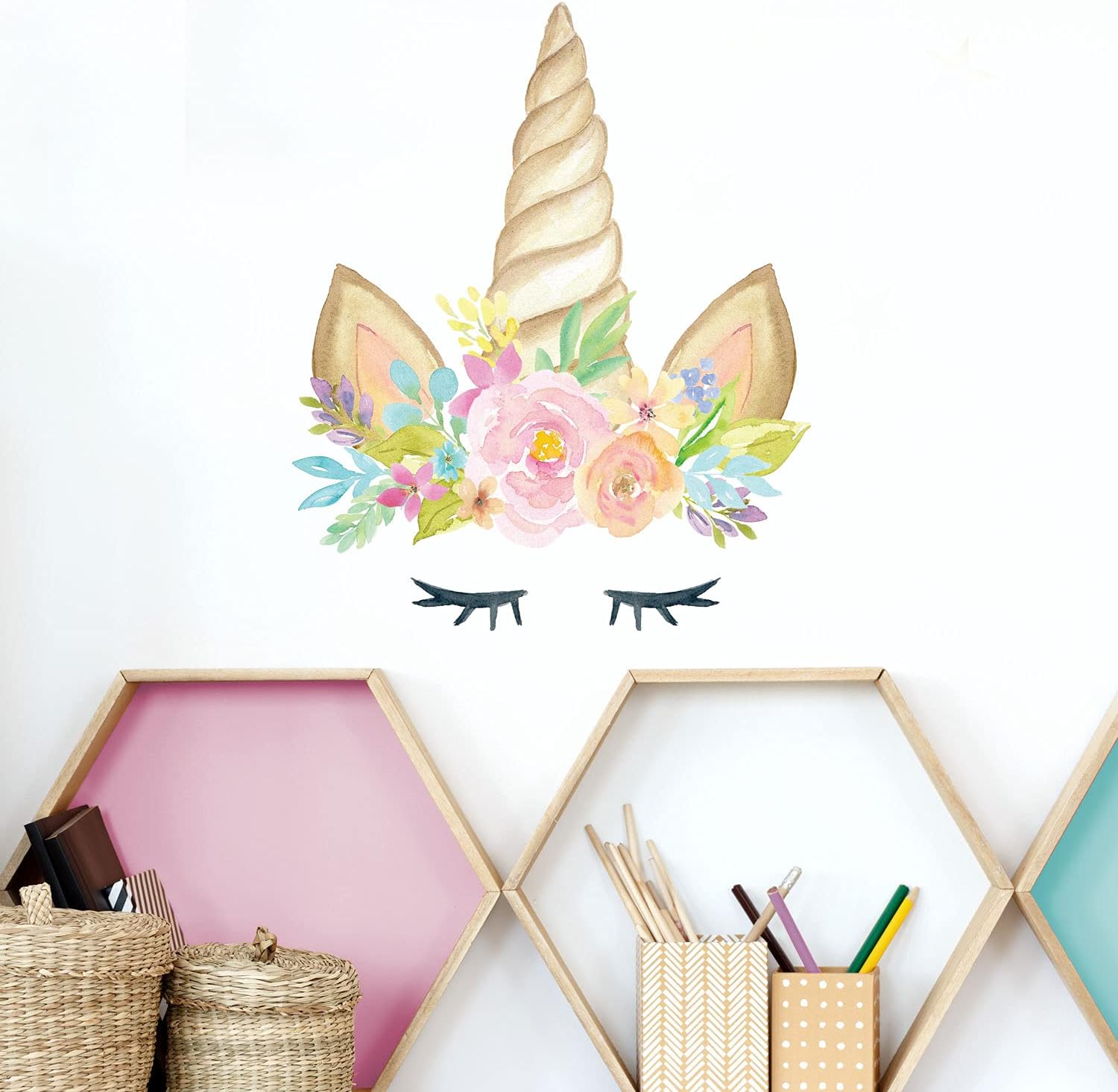 Stickerscape Unicorn horn wall sticker (Plain - Regular size) | Perfect for creating a unicorn themed room | Unicorn wall stickers | Easy to Apply, Cleanly Removable