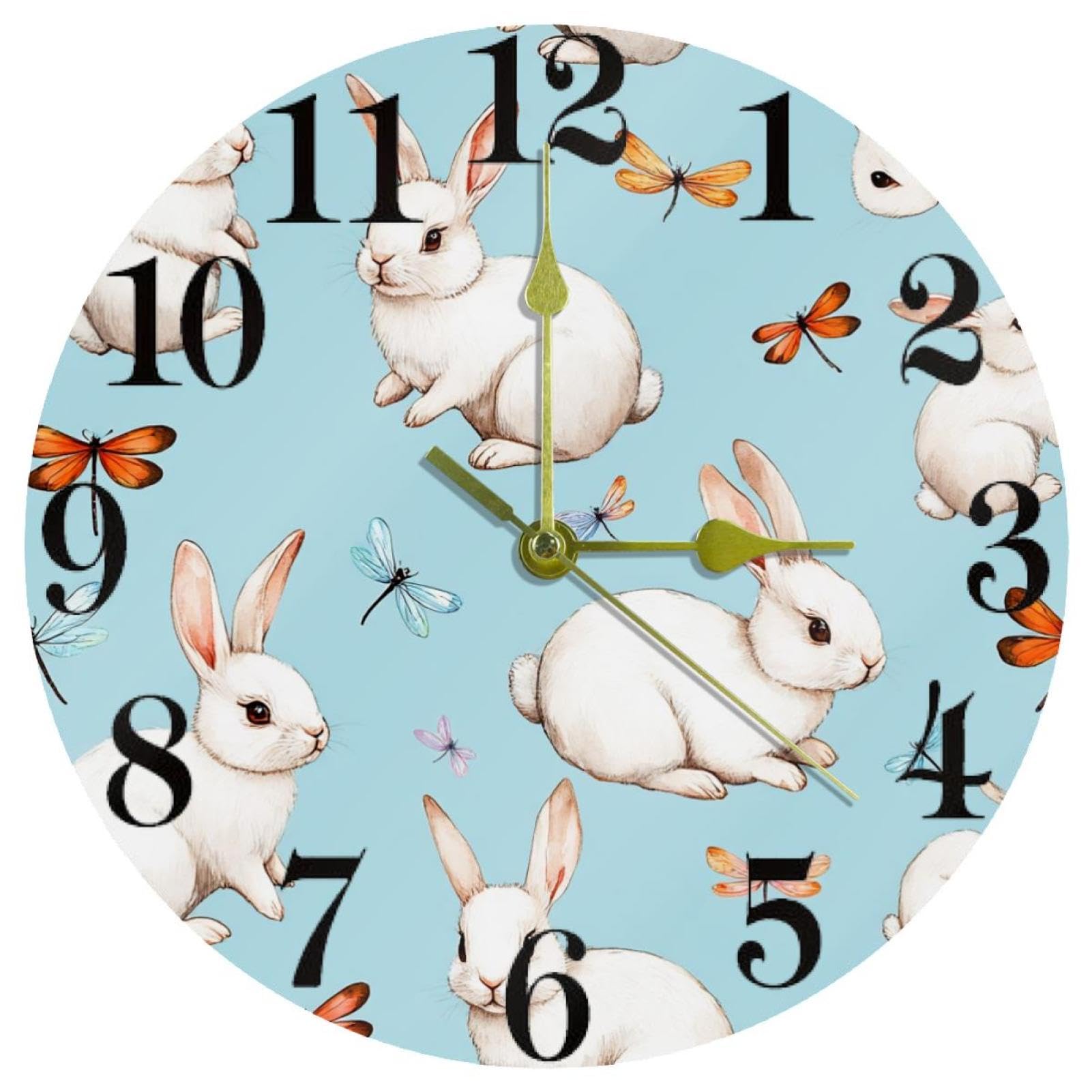 Horloge murale ronde silencieuse Bnnuies à quartz sans tic-tac fonctionnant à piles