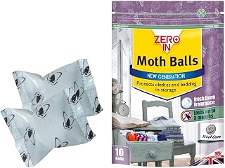 2 X Zero In Moth Balls (New Generation Clothes Moth Balls, Kills Moths, Larvae and Eggs in Wardrobes, Effective for up to 3 Months) - Pack of 10