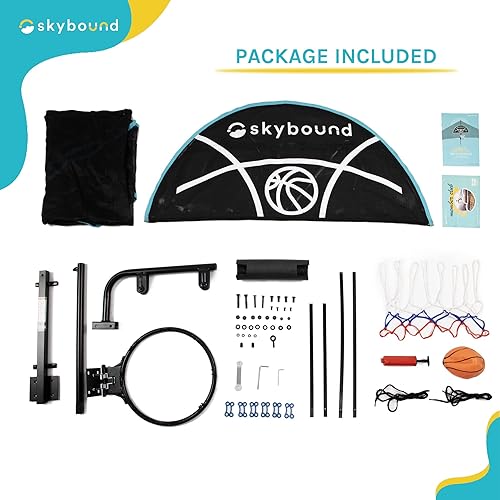 Miniatura 4 de SkyBound Accesorio de aro de baloncesto para trampolín con mini baloncesto y bomba - Compatible con todos los trampolines de poste recto - Hardware