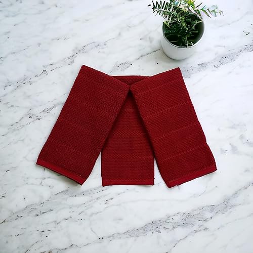 Miniatura 26 de Toallas de cocina verde salvia: 100% algodón paño de limpieza suave secado absorbente textura Terry Loop, juego de 3 multiusos para uso diario Negro