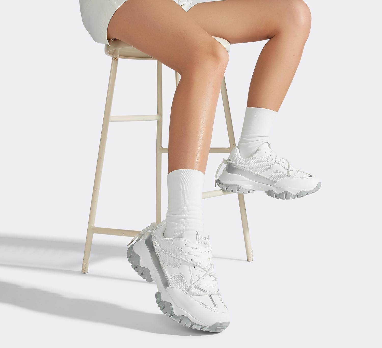 LUCKY STEP Women's Platform Colorful Fashion Sneakers Tennis Retro Colorblock Adjustable Lace Lifestyle Stylish Cute Chunky Dad Casual Walking Shoes - Image 8