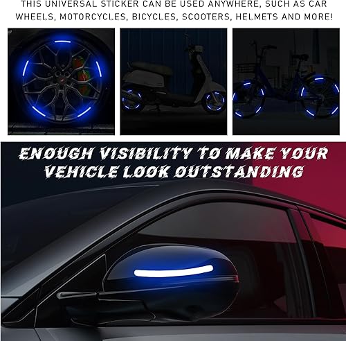 Miniatura 6 de Augeny 20 calcomanías reflectantes para ruedas de automóvil, calcomanías de advertencia de seguridad nocturna antiarañazos, calcomanías