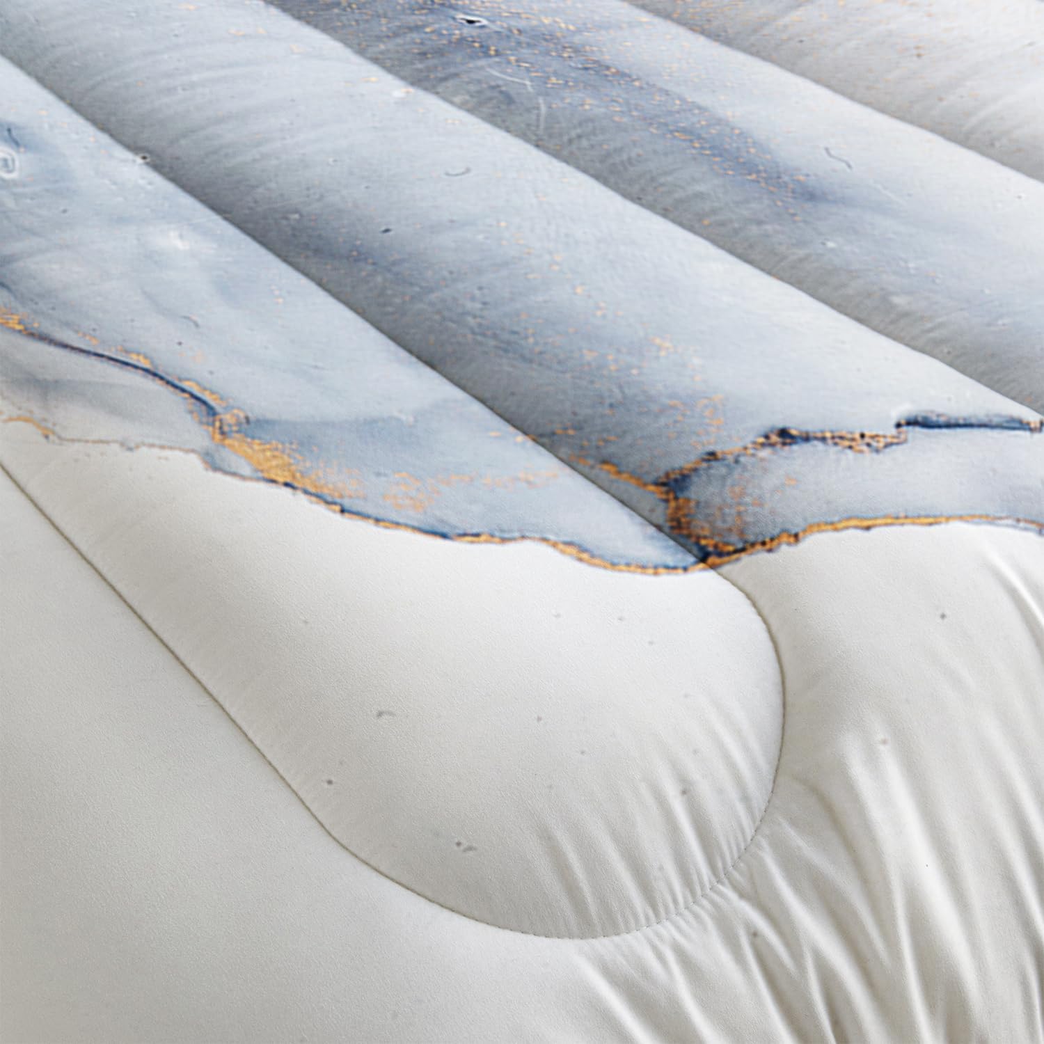 Blue Marble Comforter Set Watercolor Marble Bedding Set Queen Size,Soft Microfiber Minimalist Wind Marble 1 Comforter with 2 Pillowcases - Image 6