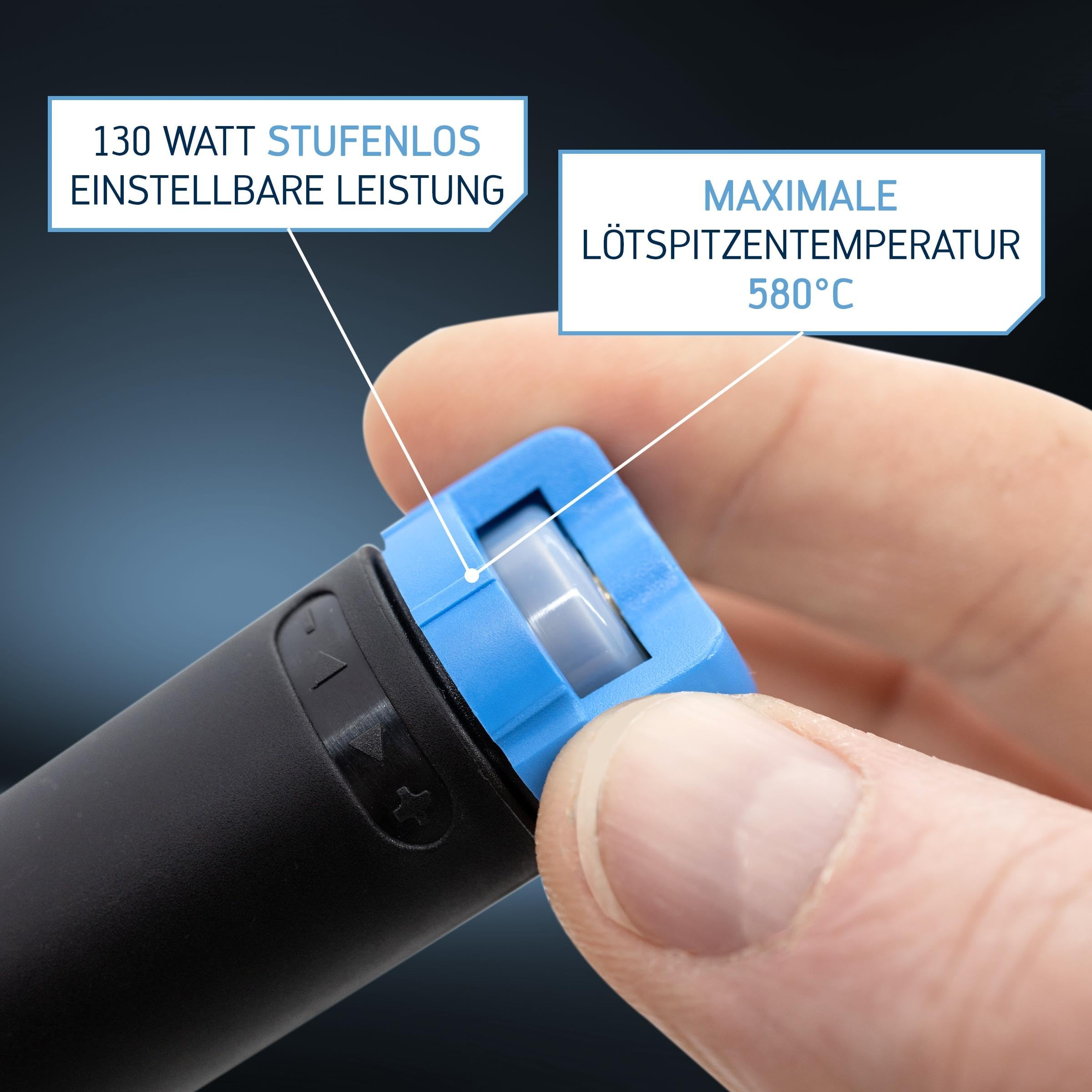 ERSA Independent 130 PROFI-Set Gaslötkolben 130W Temperatur bis 580 °C inkl. 4 Lötspitzen 2 Düsen 1300 °C Glühmesser Transportbox Ablagebügel - mobile Lötkolben Power