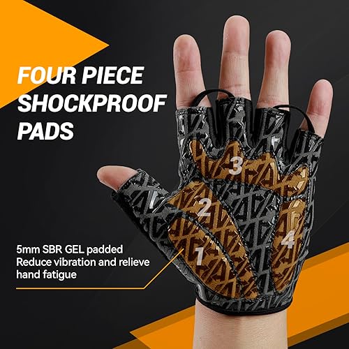 Miniatura 6 de Guantes deportivos de ciclismo para bicicleta Guantes de bicicleta de medio dedo para hombres y mujeres con almohadilla de gel de 0.197 in - Guantes