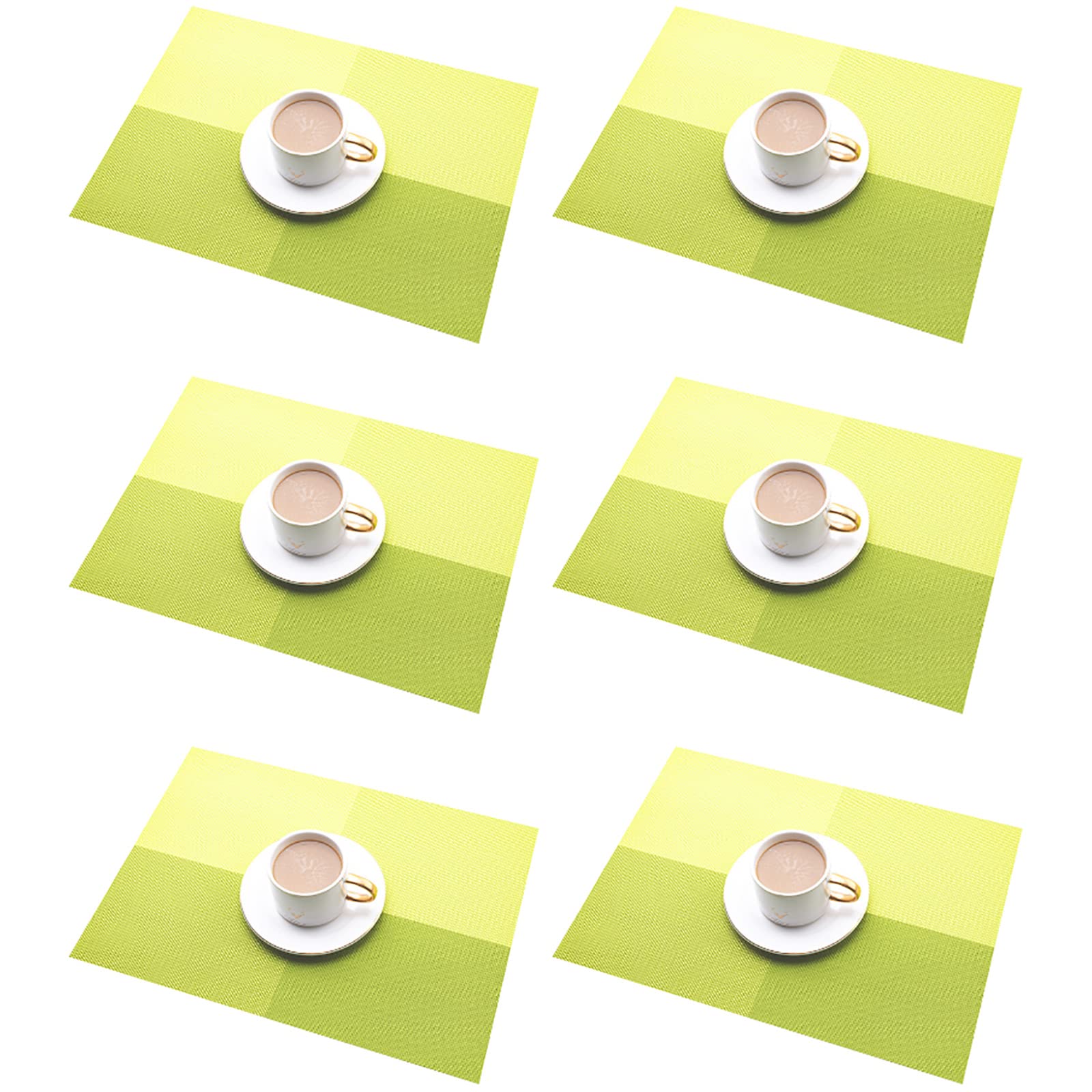 Set de table résistant à la chaleur en PVC vert lavable pour cuisine lot 6