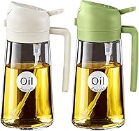 Vista 18 de YARRAMATE Pulverizador de aceite de oliva de vidrio de 16 oz/15.9 fl oz para cocinar con calcomanías, dispensador de aceite 2 en 1 para utensilios
