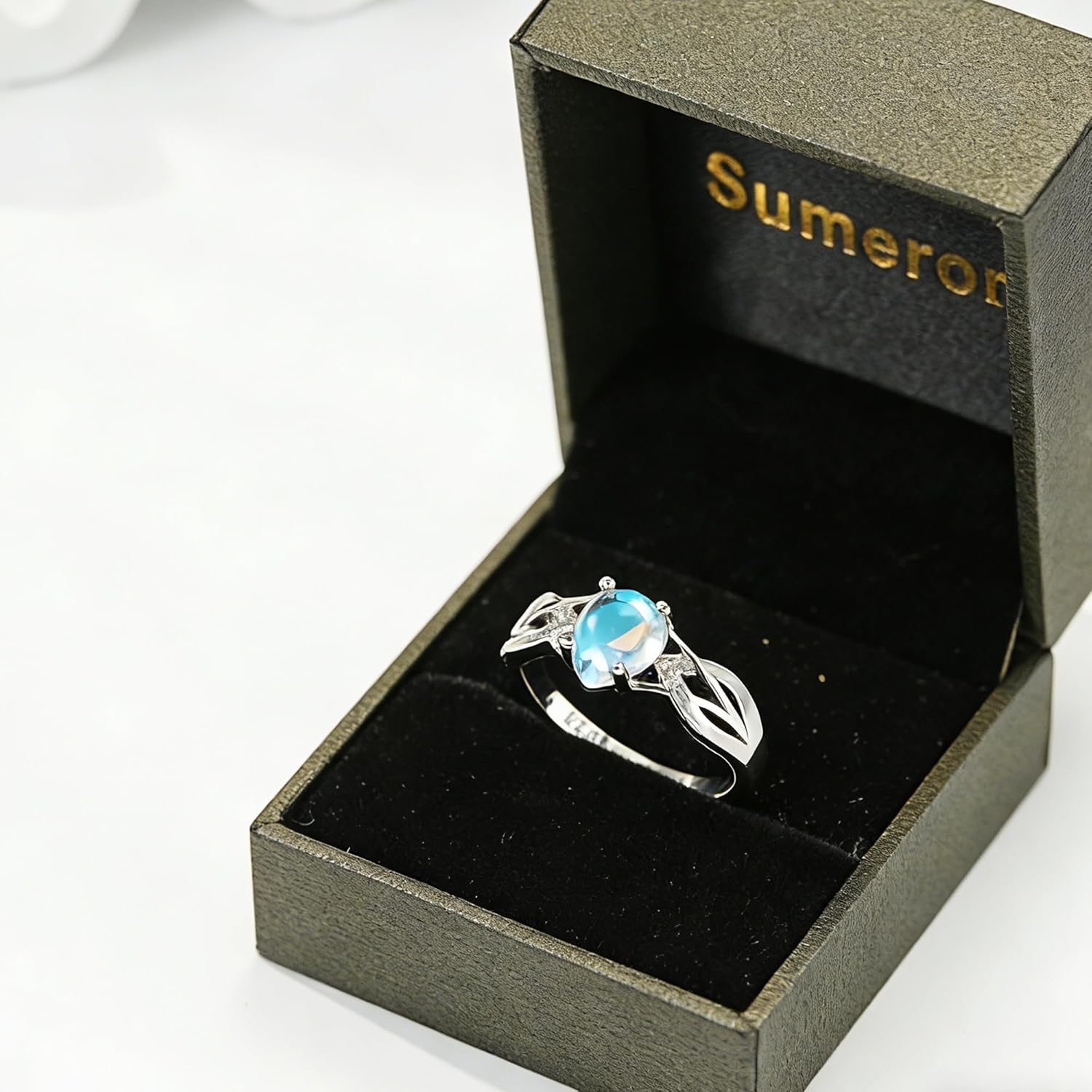 925 Sterling Silver Pear-Shaped Moonstone Ring for Women, Bohemian Infinity Knot Design, Celestial Vintage Jewelry, Gift for Her, Size 6-10