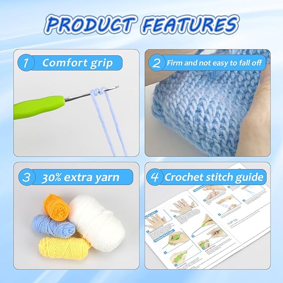 Crochet Kit for Beginners - Crochet Animal Kit for Crab and Clownfish, Include Crochet Hook, Soft Yarn, Video Tutorials, Instruction, Crochet Starter Kit for Adults (Petal Duck & Traveling Duck)